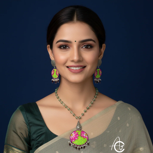 Statement Necklace Set, Handpainted : Handmade