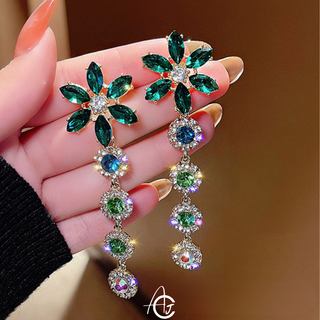 Crystal Flower Statement Earrings