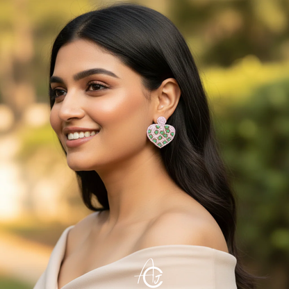 Beads Embroidered Earrings : Handmade