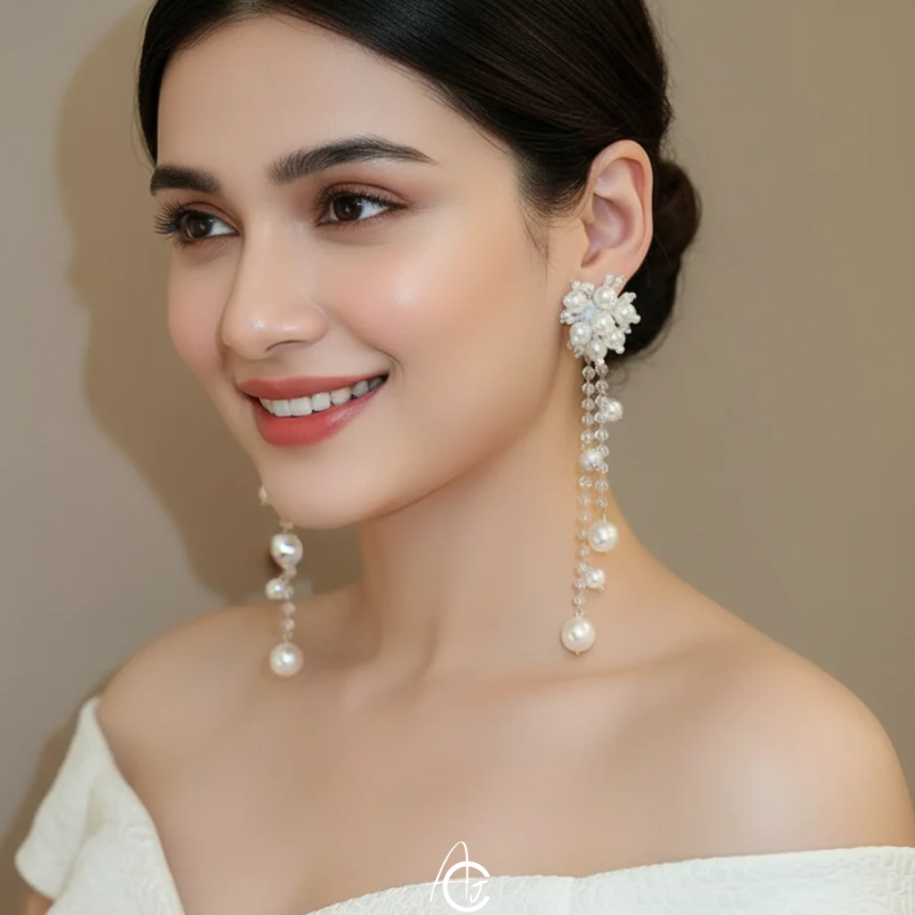 Pearl And Chain Galaxy Earrings