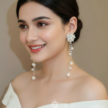 Pearl And Chain Galaxy Earrings