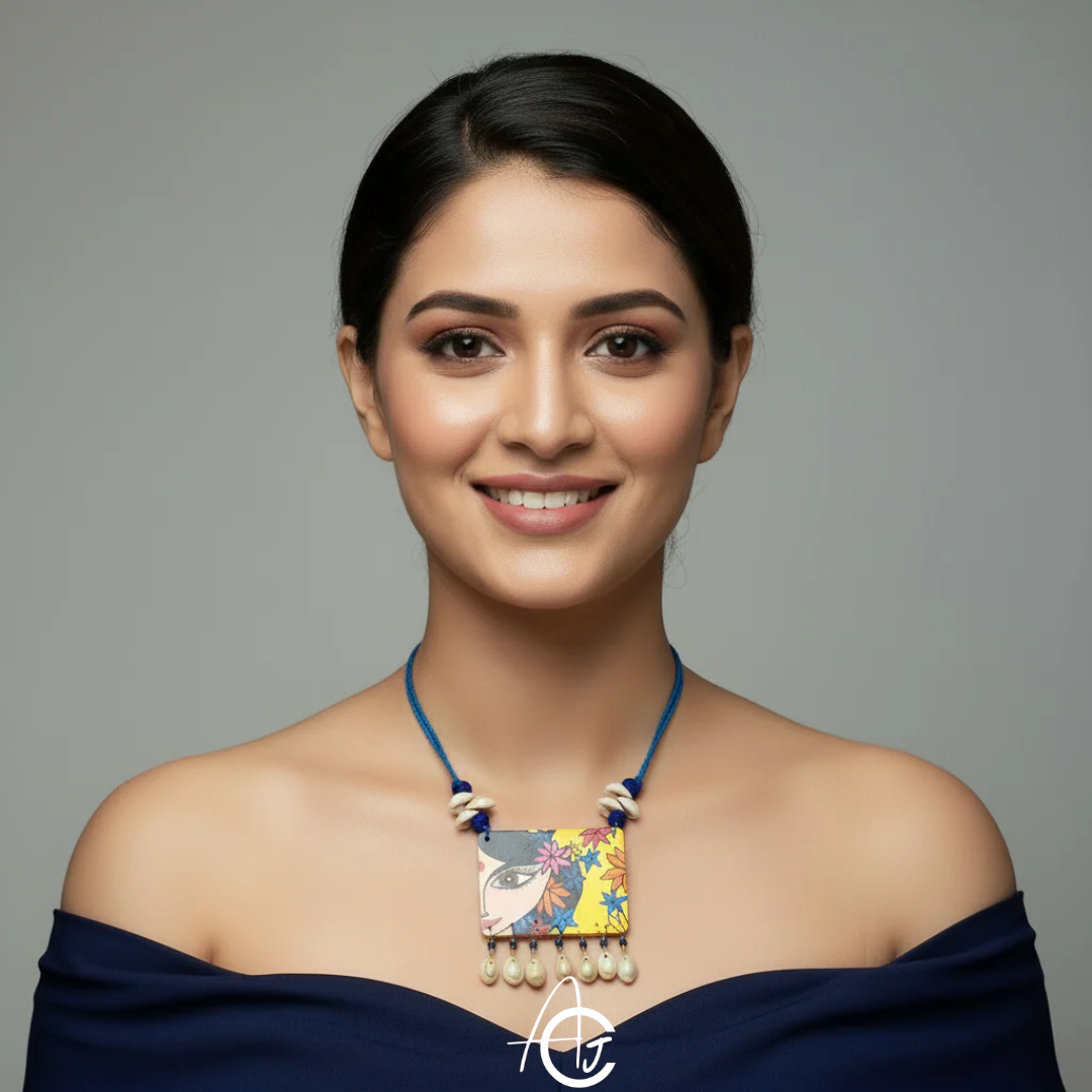 Statement Necklace, Handpainted : Handmade