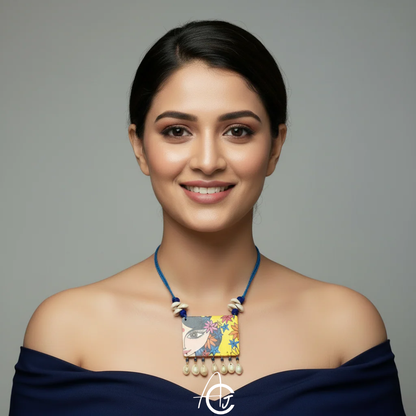 Statement Necklace, Handpainted : Handmade