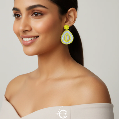 Kauri Embroidered Earrings : Handmade