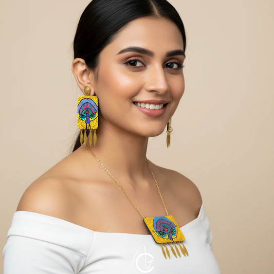 Statement Necklace Set, Handpainted : Handmade