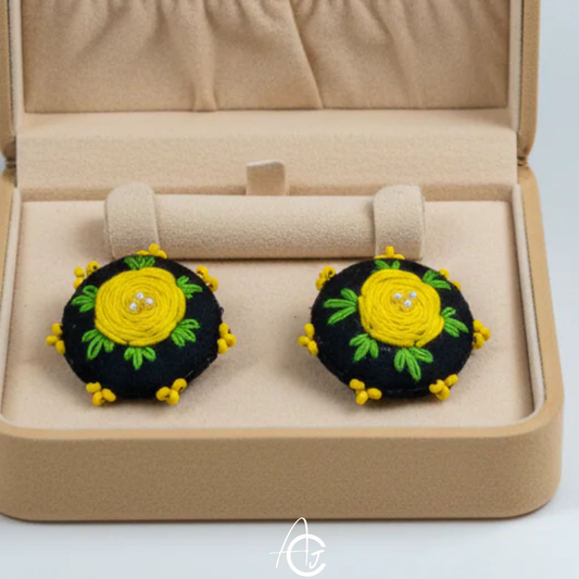 Embroidered Fabric Earrings: Handmade