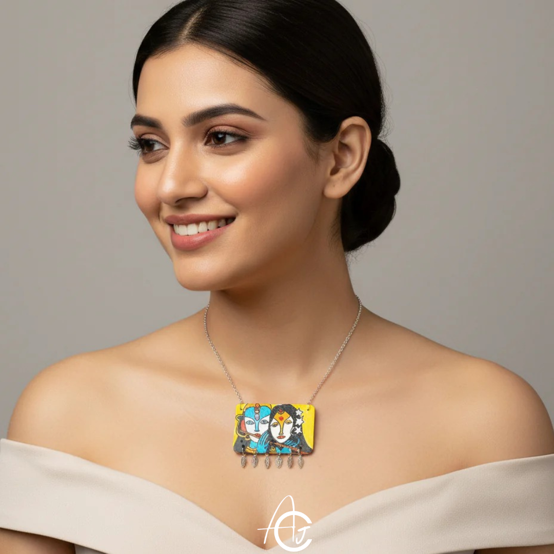 Statement Necklace, Handpainted : Handmade