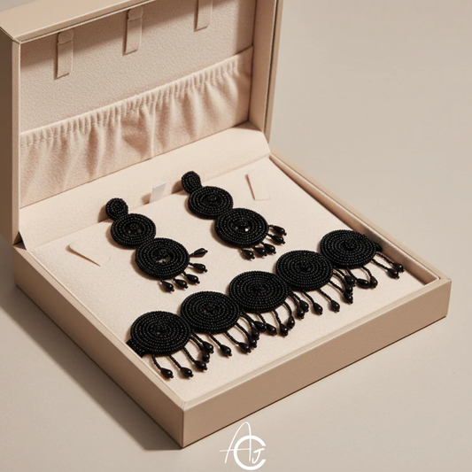 Beads Embroidered Necklace Set : Handmade