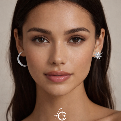 Moon And Star Mismatch Earrings