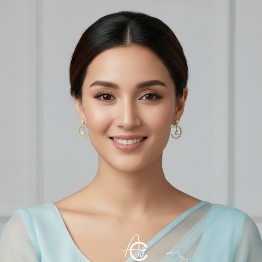 Bling Semicircle Drop Earrings