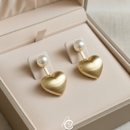 Heart And Pearl Earrings