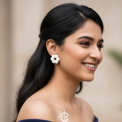 Beads Embroidered Earrings : Handmade