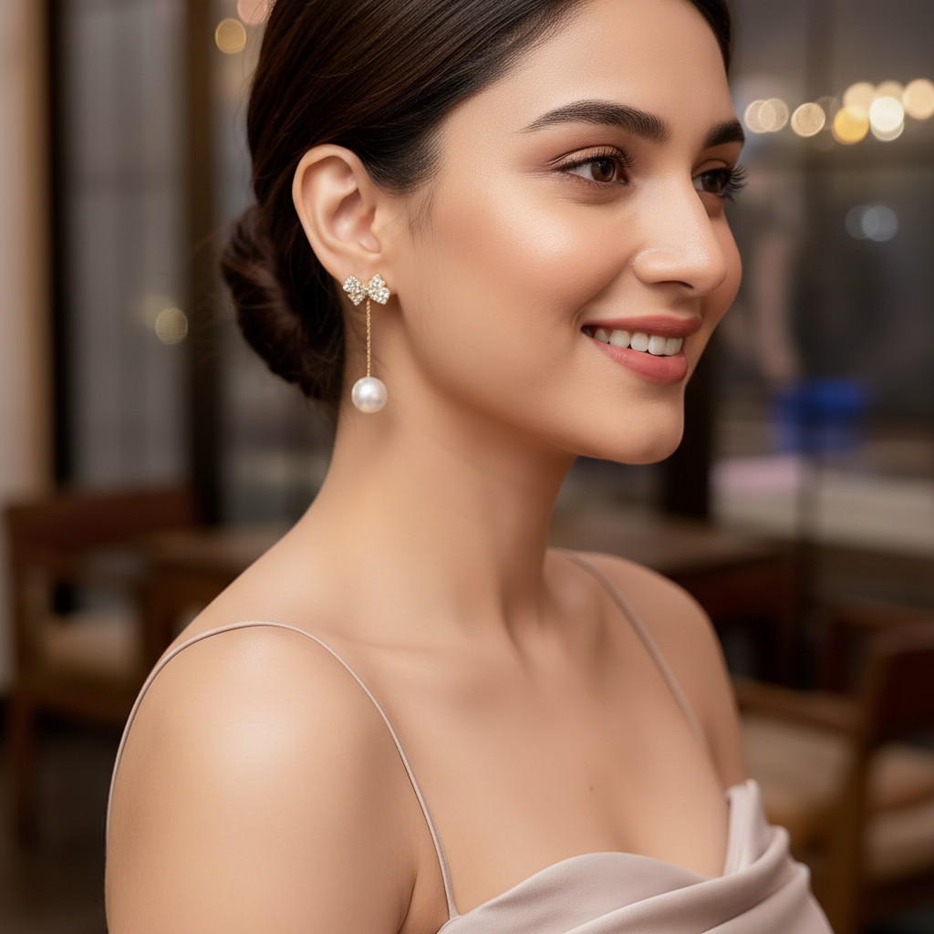 Bling Drop Bow Earrings