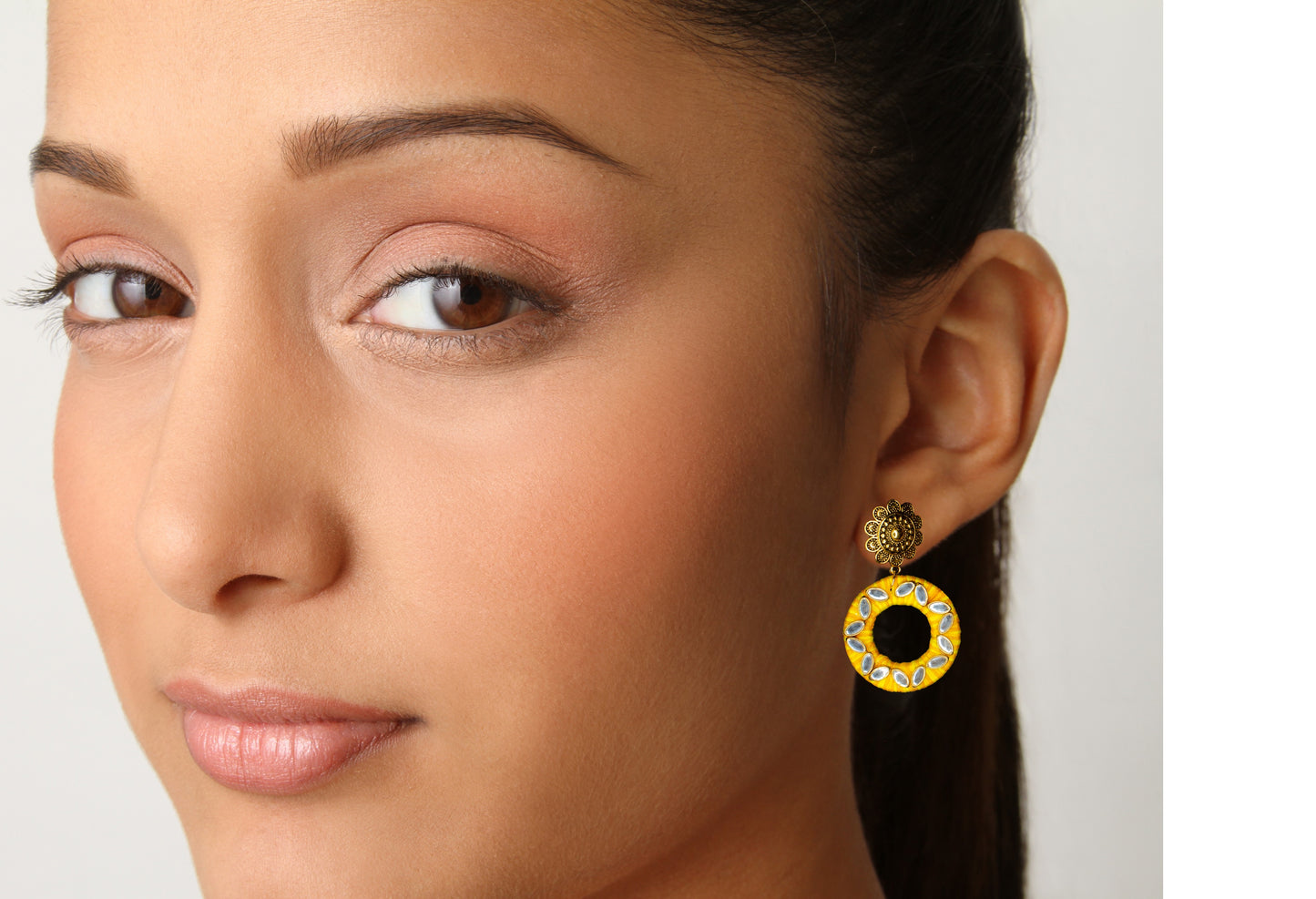 Flora Yellow Earrings : Handmade