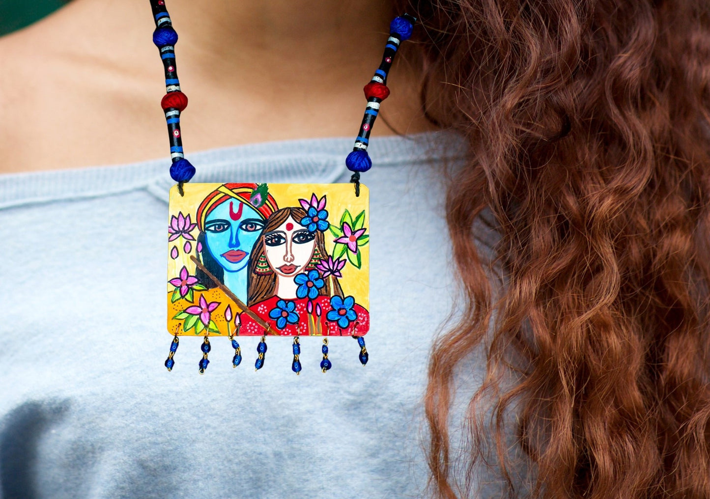 Divya-Jodi Necklace, Handpainted : Handmade
