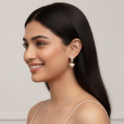 Bling Drop Heart Earrings