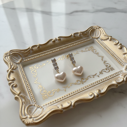 Bling Drop Heart Earrings