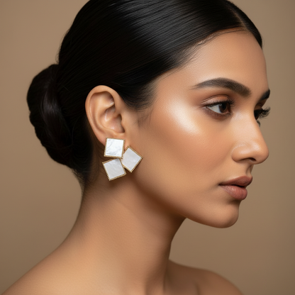 Shell Triangle Earrings Gold Tone