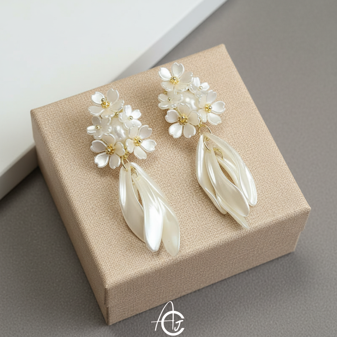 Flower Drop Statement Earrings