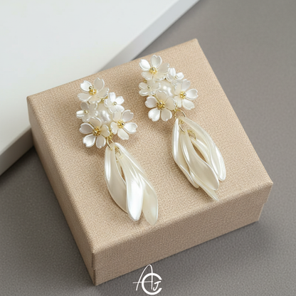 Flower Drop Statement Earrings