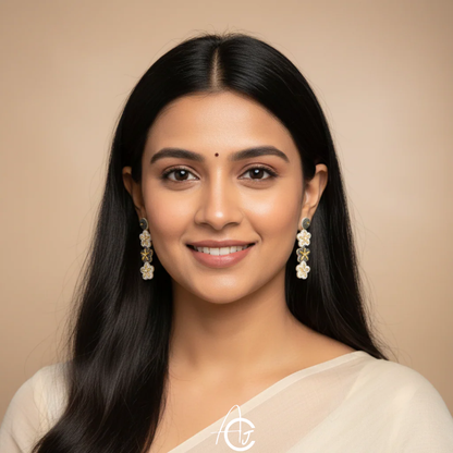 Beads Embroidered Earrings : Handmade