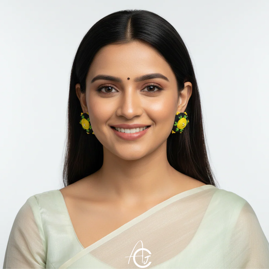 Embroidered Fabric Earrings: Handmade