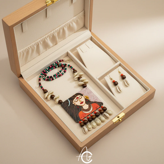 Statement Necklace set, Handpainted : Handmade