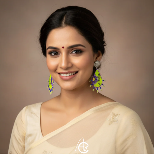 Statement Earrings, Handpainted : Handmade