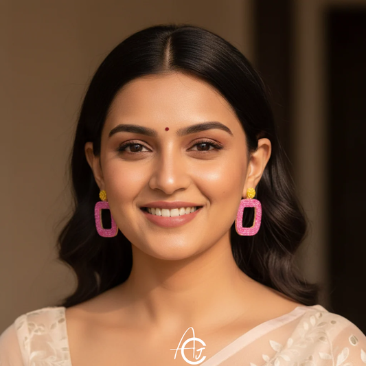 Beads Embroidered Earrings : Handmade