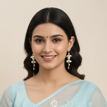 Pearl And Chain Statement Earrings