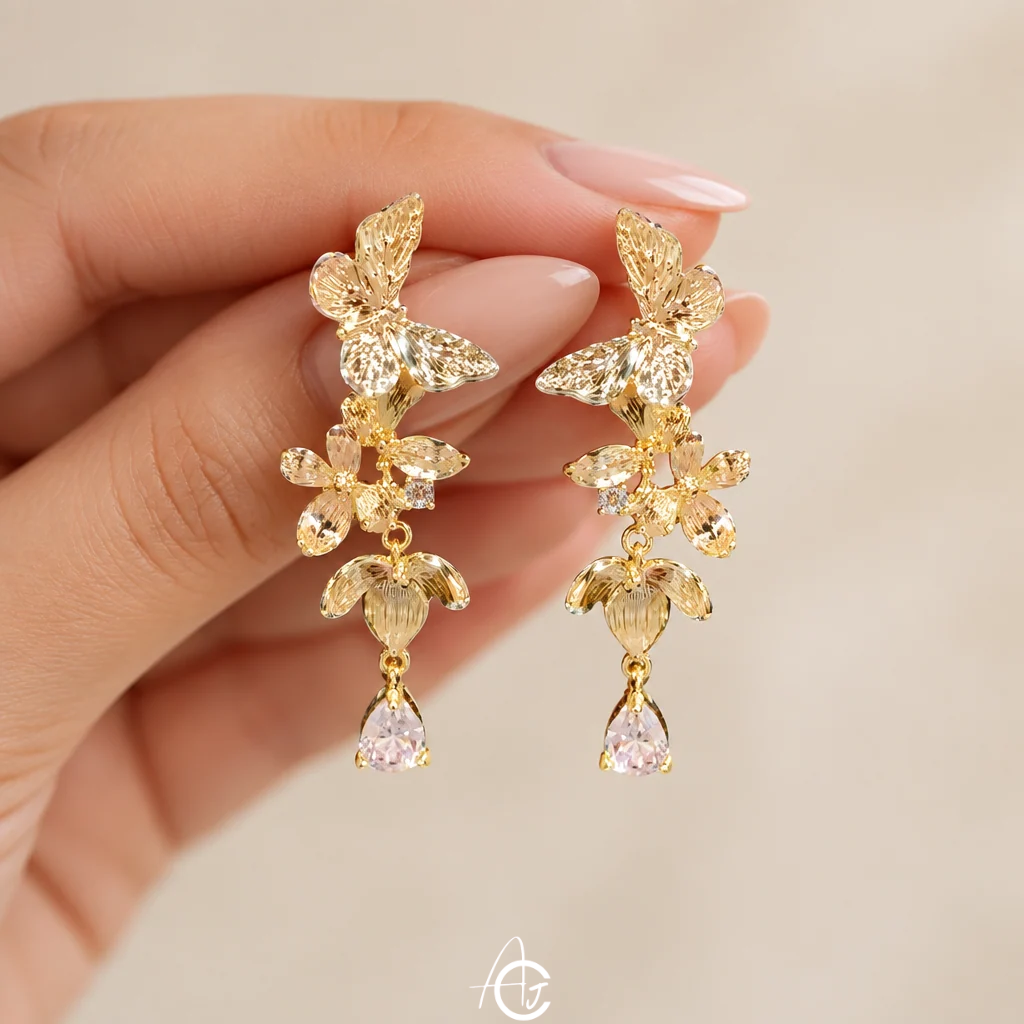 Butterfly and Flower Earrings