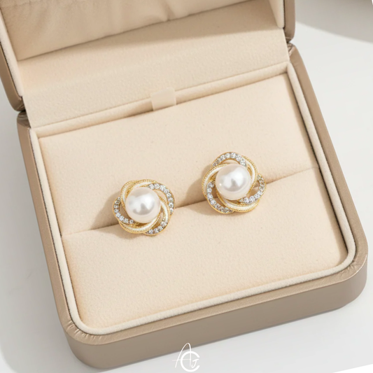 Bling Pearl Enamel Earrings