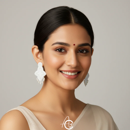 Embroidered Beads Earrings : Handmade