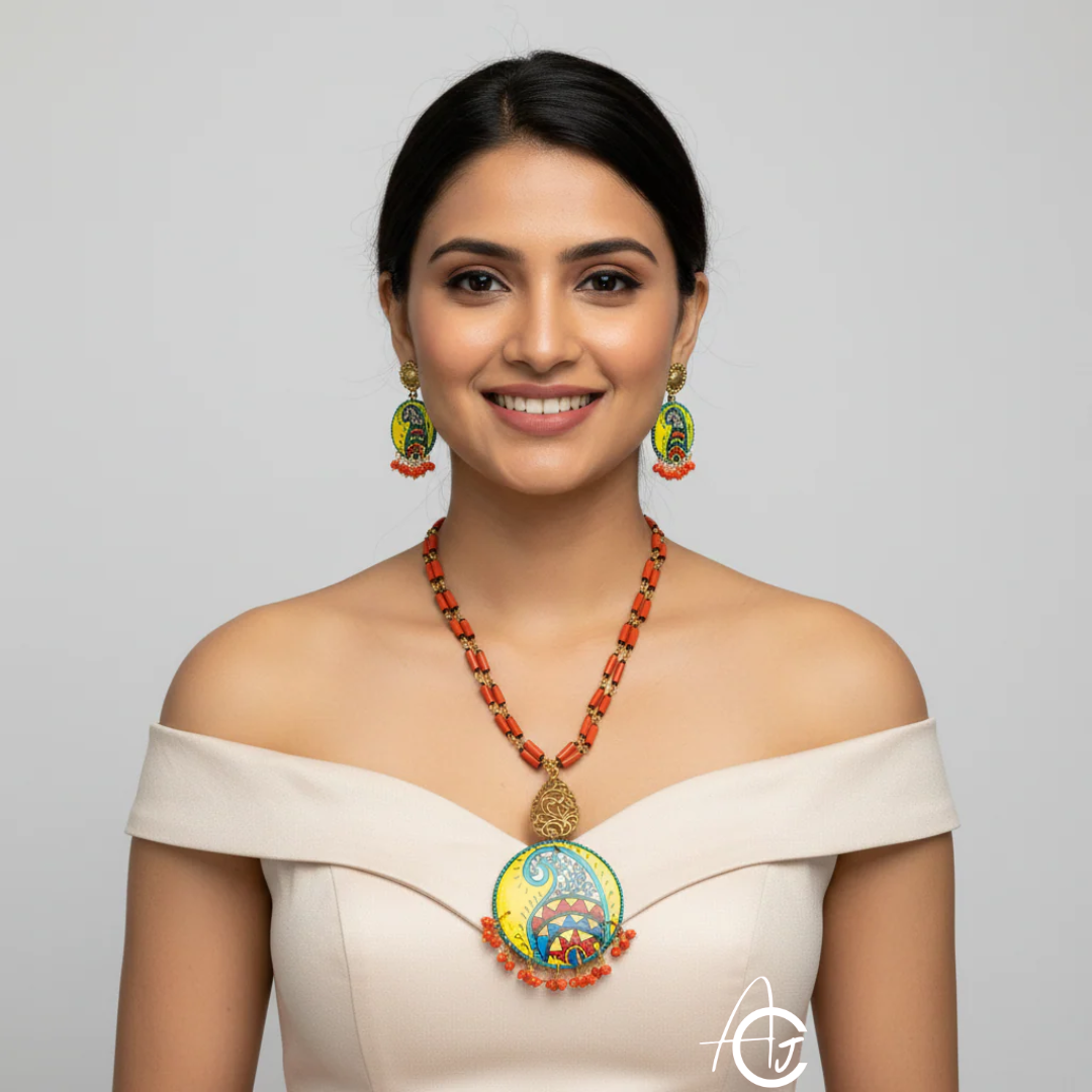 Statement Necklace Set, Handpainted : Handmade