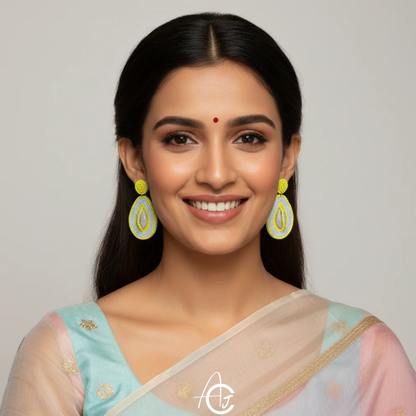 Kauri Embroidered Earrings : Handmade