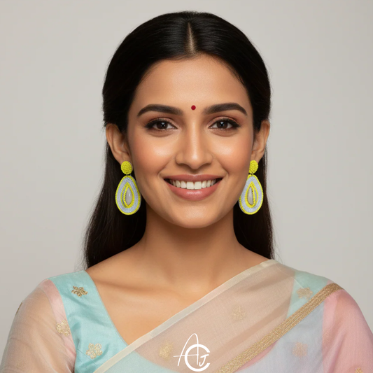 Kauri Embroidered Earrings : Handmade