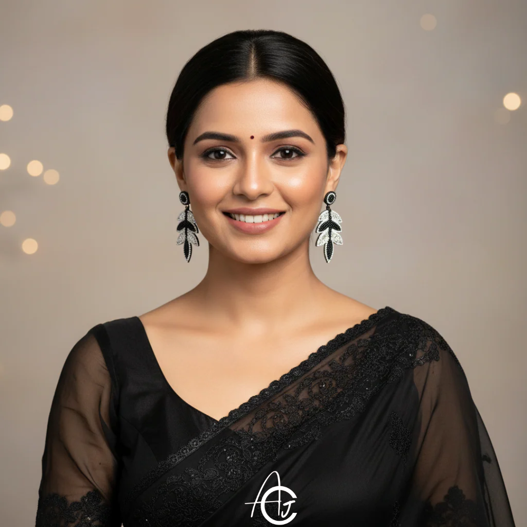 Beads Embroidered Earrings : Handmade