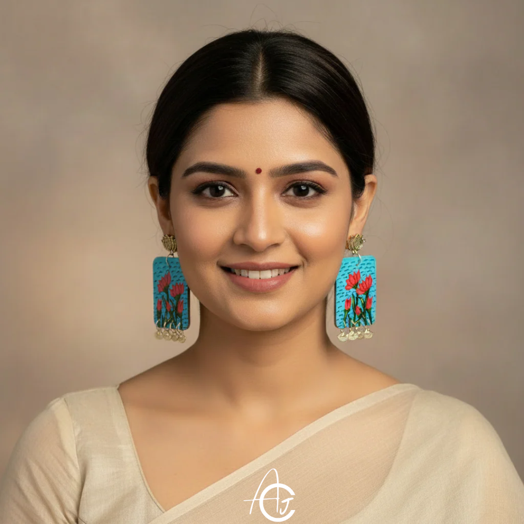 Statement Earrings, Handpainted : Handmade