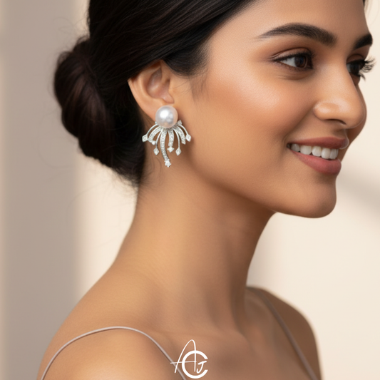 Pearl Bling Statement Earrings