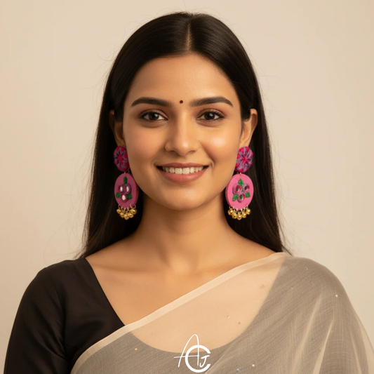 Embroidered Fabric Earrings : Handmade