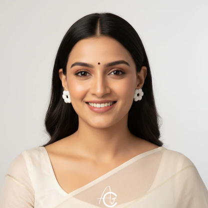 Beads Embroidered Earrings : Handmade