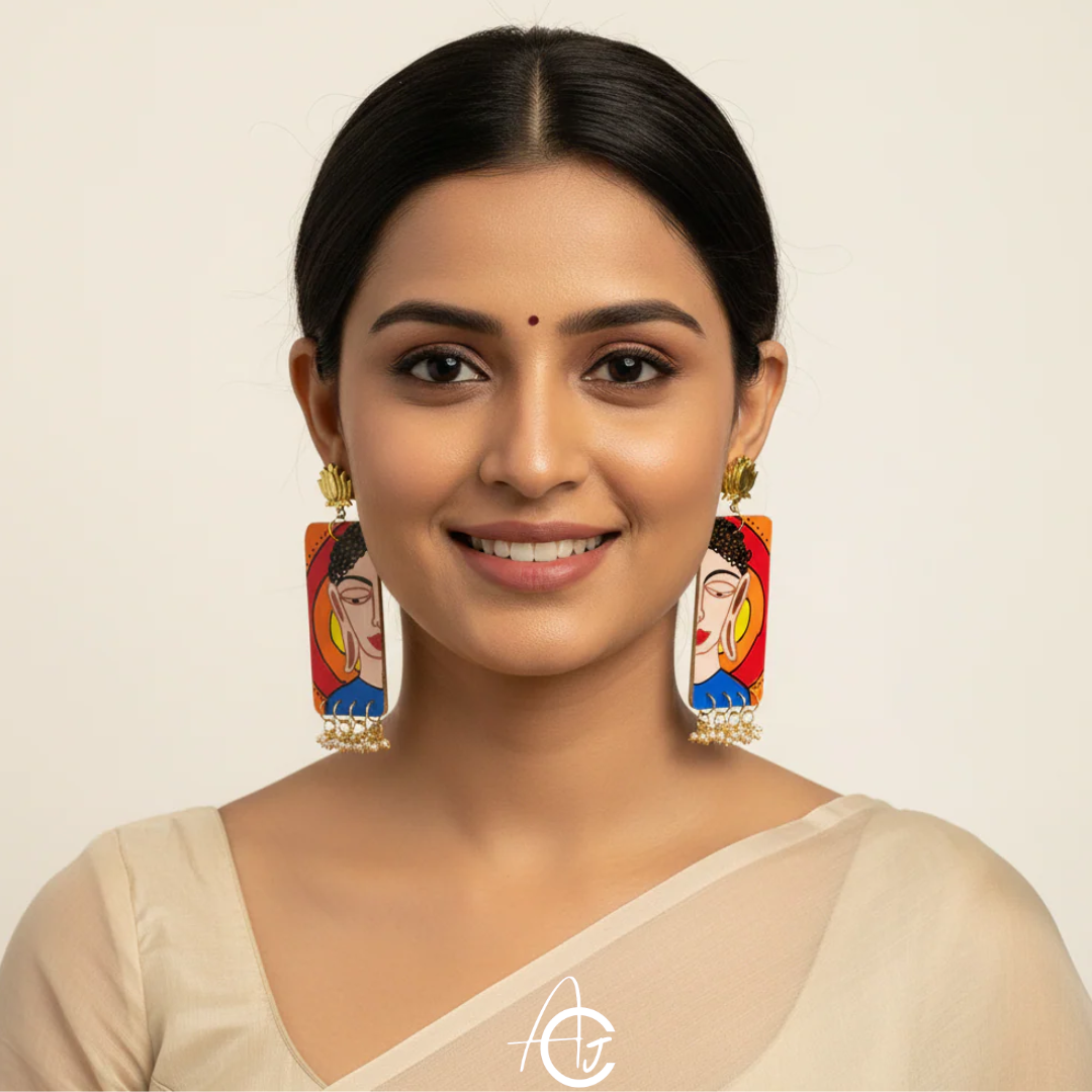 Statement earrings, Handpainted : Handmade