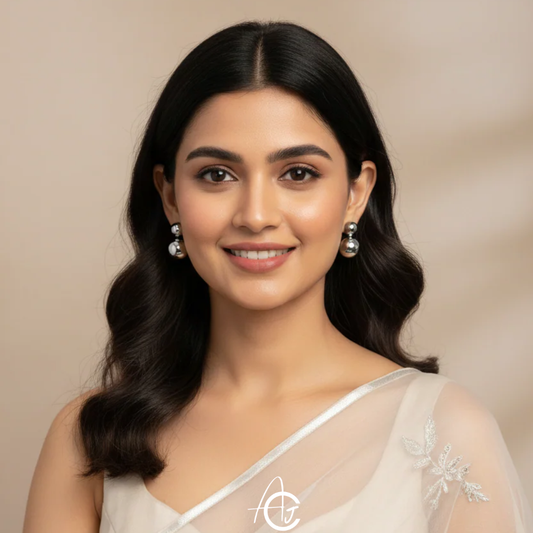 Silver Pearl Big Statement Earrings