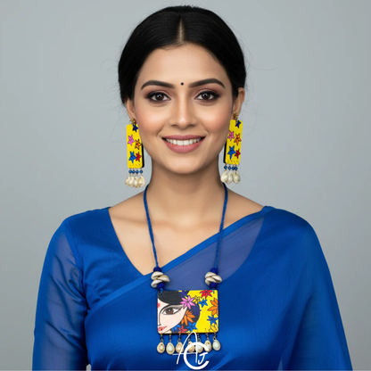 Statement Necklace Set, Handpainted  : Handmade