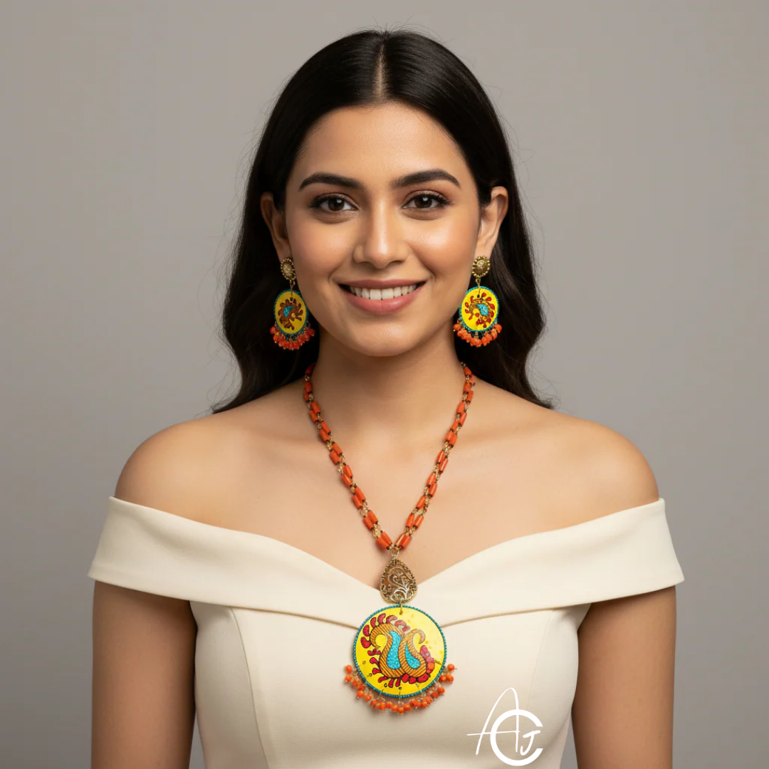 Statement Necklace Set, Handpainted  : Handmade