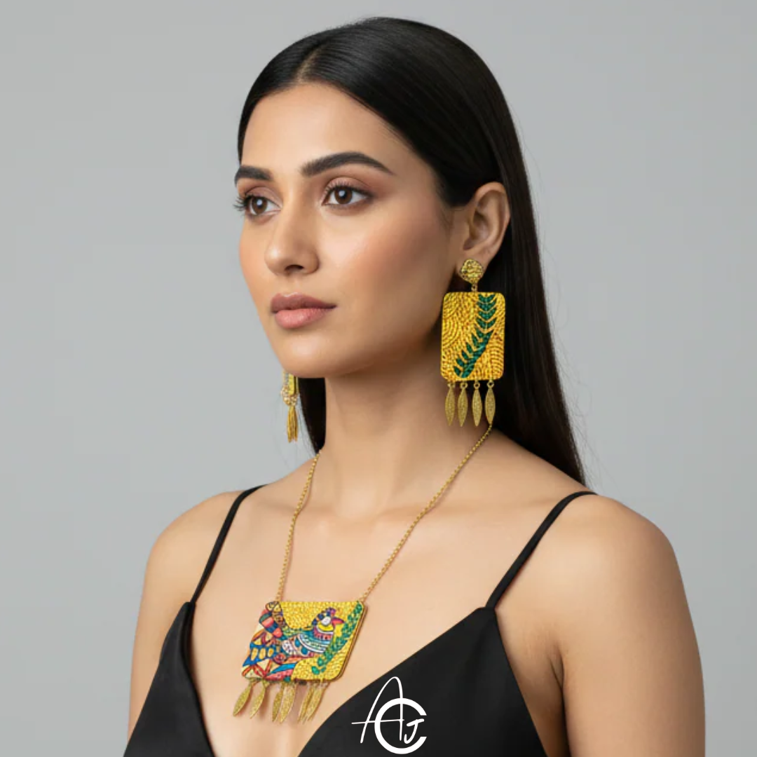 Statement Necklace Set, Handpainted : Handmade