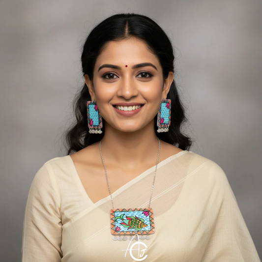 Statement Necklace Set, Handpainted : Handmade