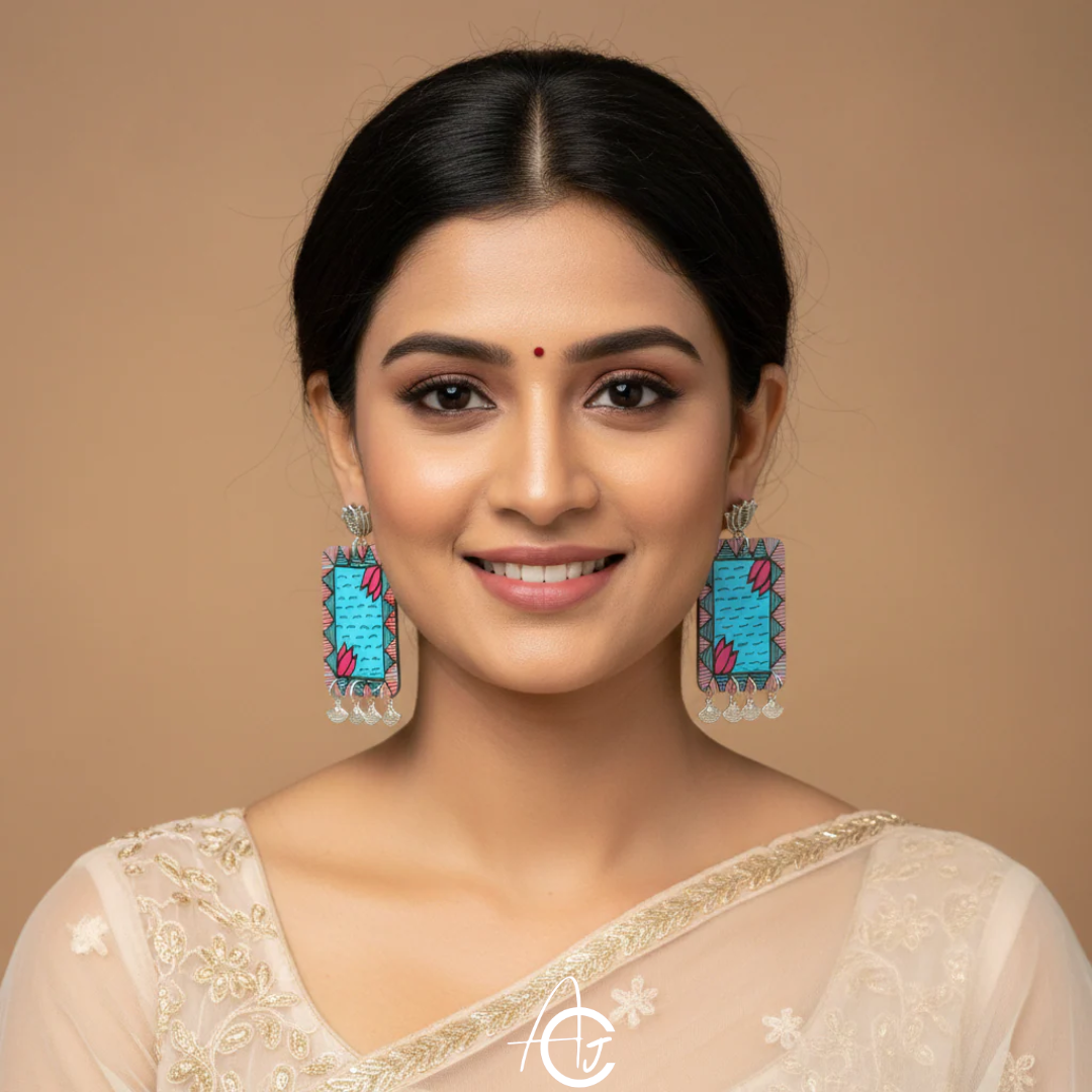 Statement Earrings, Handpainted : Handmade