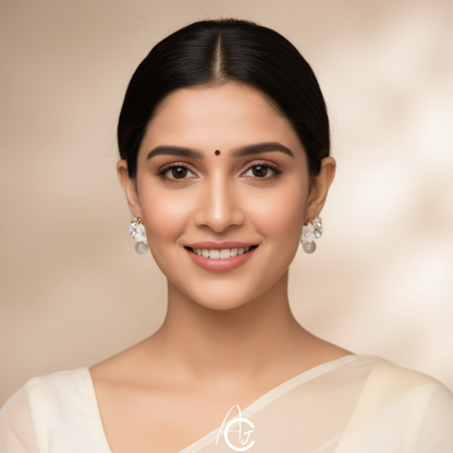 Flower White Earrings