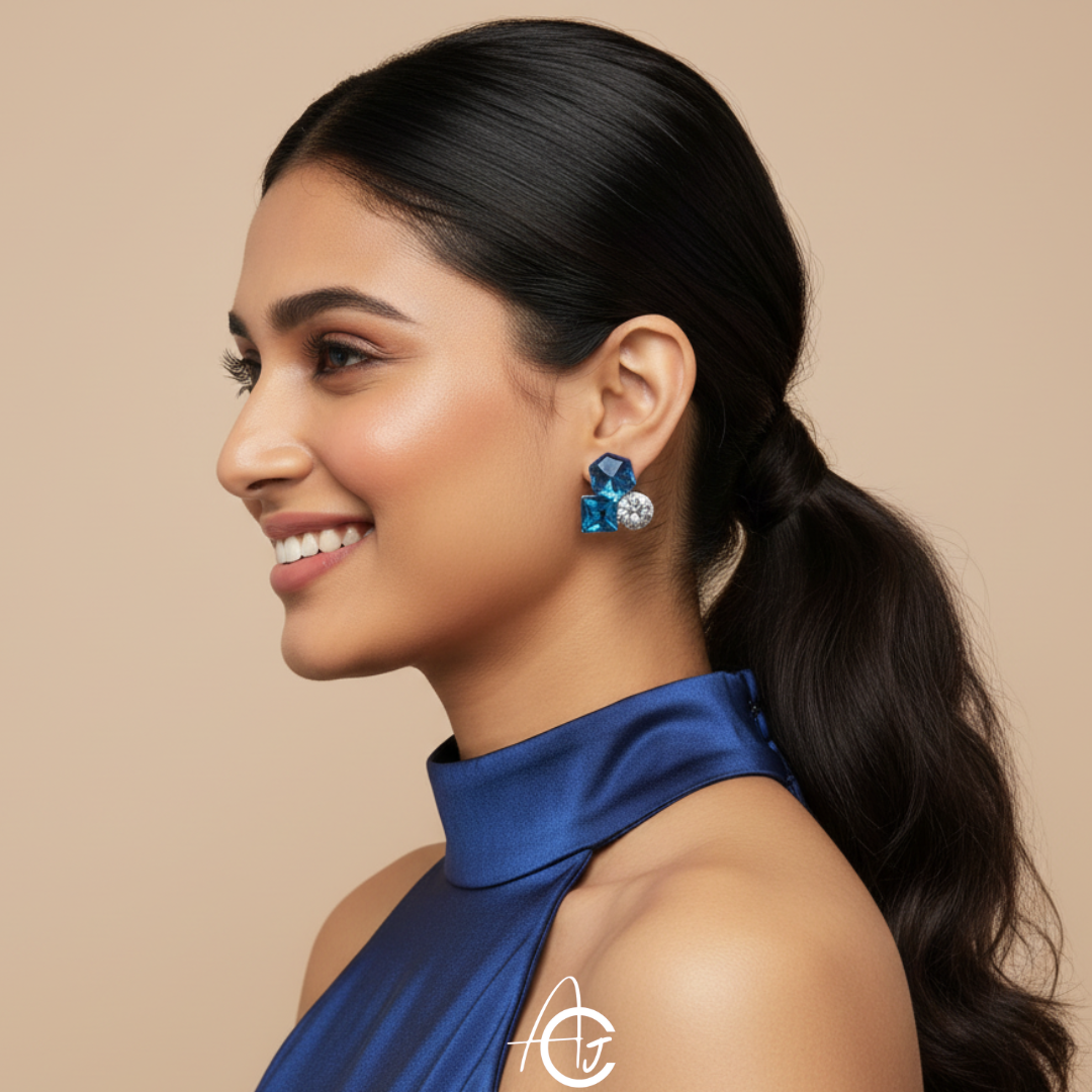 Bling Prism Blue Earrings